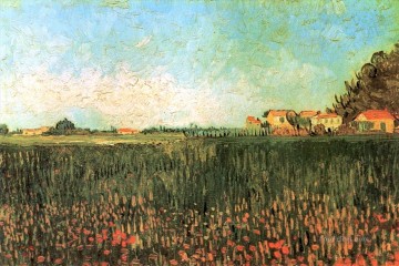 Casas rurales en un campo de trigo cerca de Arles Vincent van Gogh Pinturas al óleo
